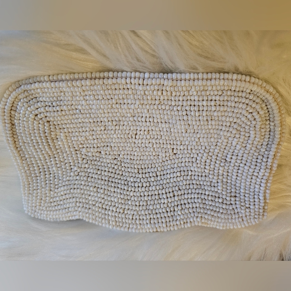 Bags By Debbie Vintage Handmade Beaded White Clutch - Picture 6 of 9